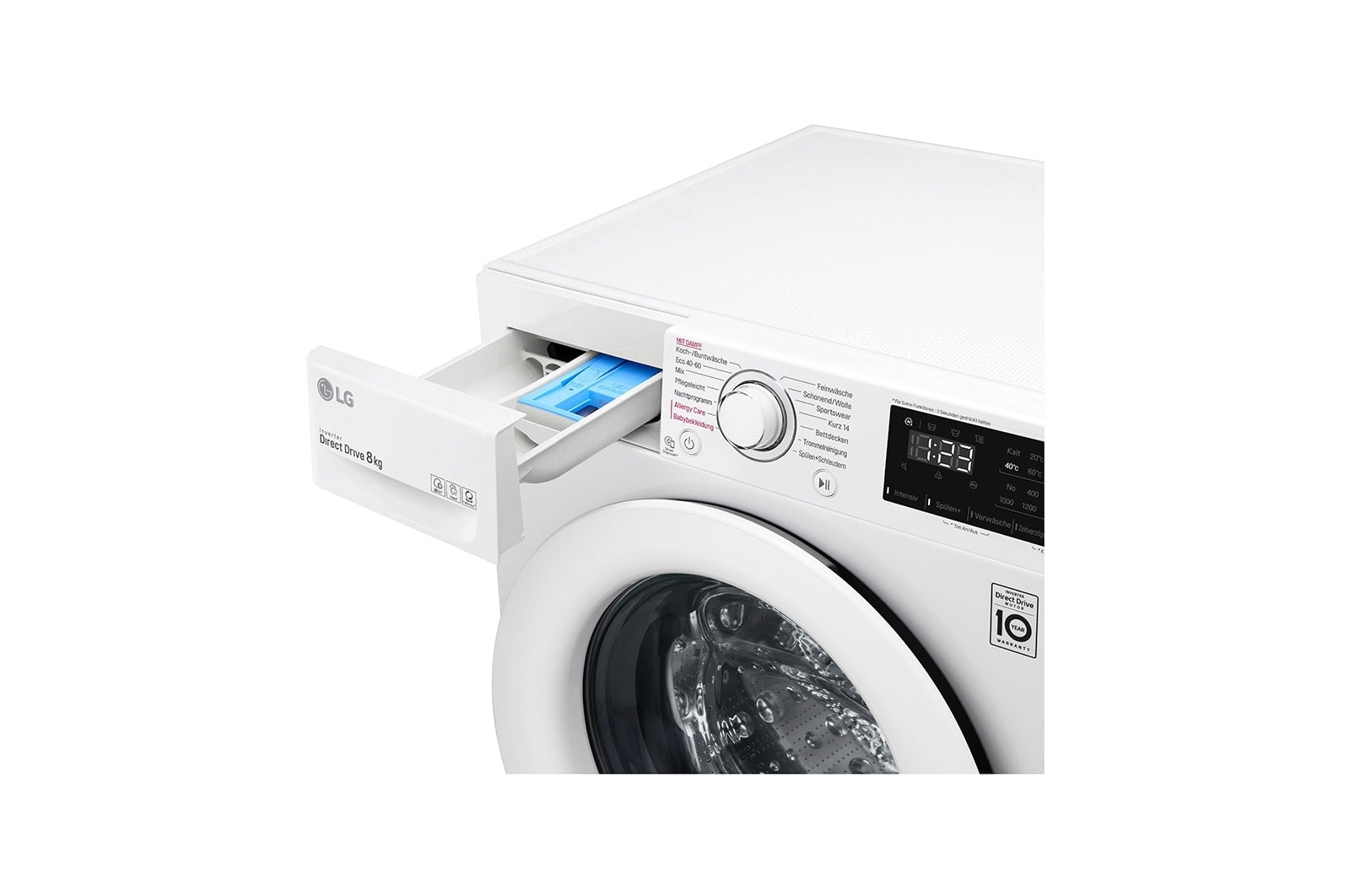 LG Lave-linge avec AI DD® | 8 kg | Classe d'efficacité énergétique C | 1400 tr/min | Steam | 6 Motion®, F4WV308S0