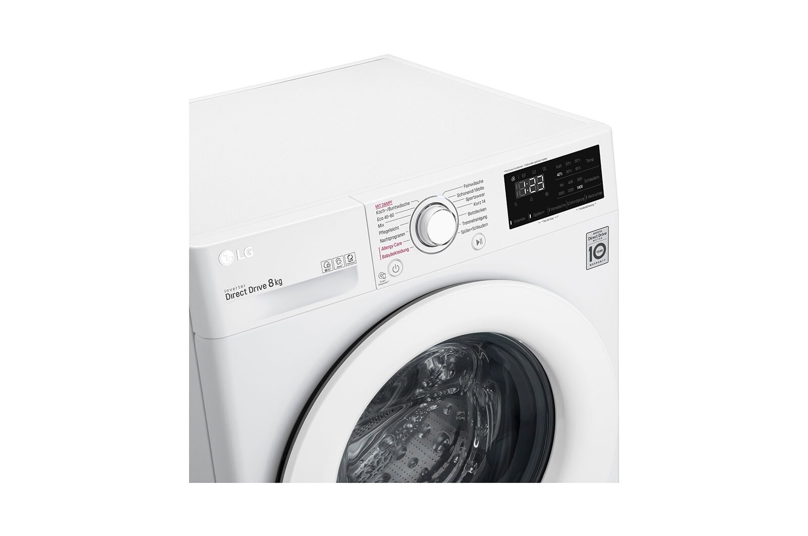 LG Lave-linge avec AI DD® | 8 kg | Classe d'efficacité énergétique C | 1400 tr/min | Steam | 6 Motion®, F4WV308S0