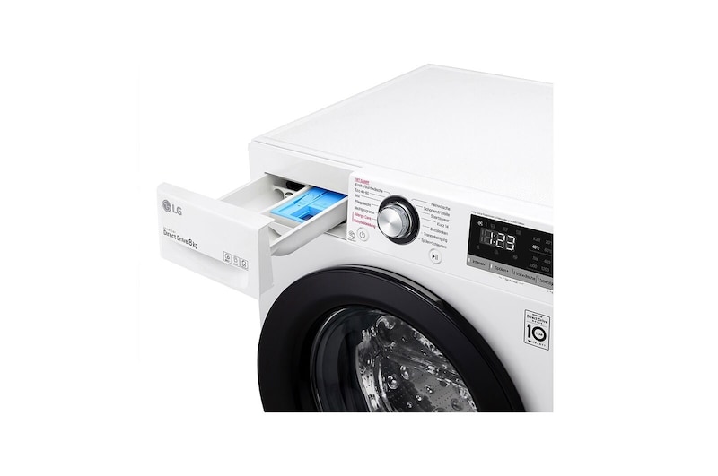LG Lave-linge avec AI DD® | 8 kg | 1400 t/mn| Steam | 6 Motion®| Nouveau tambour bien-être, F4WV308SB