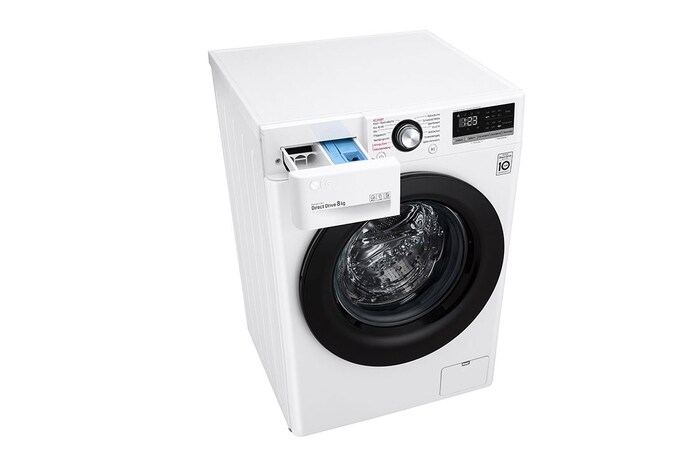 LG Lave-linge avec AI DD® | 8 kg | Classe d'efficacité énergétique C | 1 400 t/mn | Steam | 6 Motion®| Nouveau tambour bien-être, F4WV308SBCH