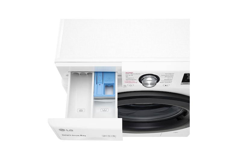 LG Lave-linge avec AI DD® | 8 kg | Classe d'efficacité énergétique C | 1 400 t/mn | Steam | 6 Motion®| Nouveau tambour bien-être, F4WV308SBCH