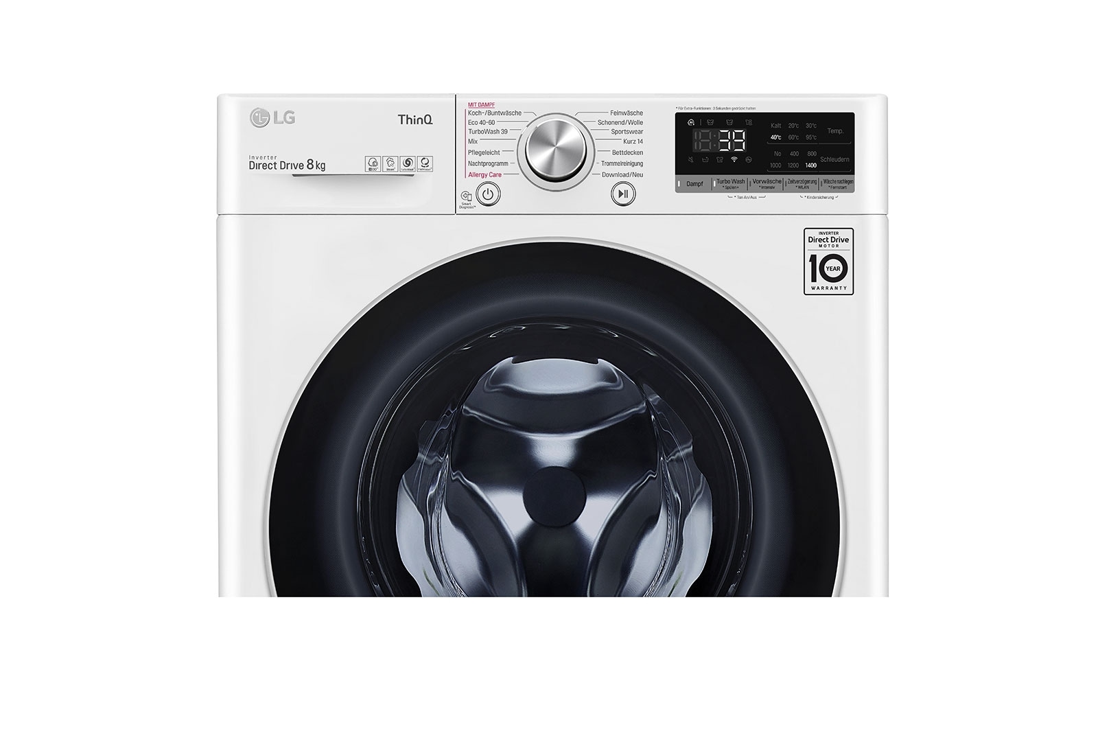 LG Lave-linge | 8kg de capacité | Classe d'efficacité énergétique A | AI DD™ | TurboWash™ 360° | F4WV708P1E, F4WV708P1E