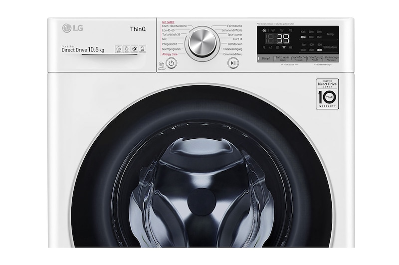 LG Lave-linge avec AI DD® | 10,5 kg | 1400 tr/min. | Steam | TurboWash™ 360° | Fonction Wi-Fi , F4WV710P1E
