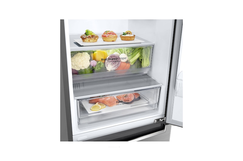 LG Combinaison réfrigérateur-congélateur | 341 litres de capacité nette | DoorCooling+™ | ThinQ® | Classe d'efficacité énergétique E, GBB61PZHMN