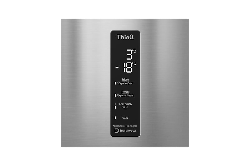 LG Combinaison réfrigérateur-congélateur | 341 litres de capacité nette | DoorCooling+™ | ThinQ® | Classe d'efficacité énergétique E, GBB61PZHMN