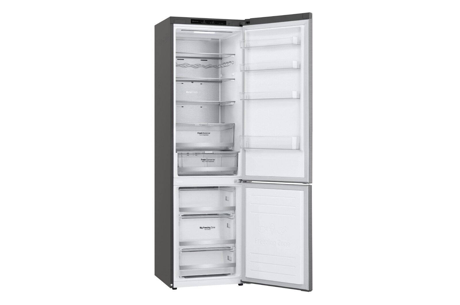 LG Réfrigérateur-congélateur | 384 litres de volume utile | Classe d'efficacité énergétique C | Steel | 203 cm de hauteur | Smart Inverter Compressor | GBB72PZECN1, GBB72PZECN1