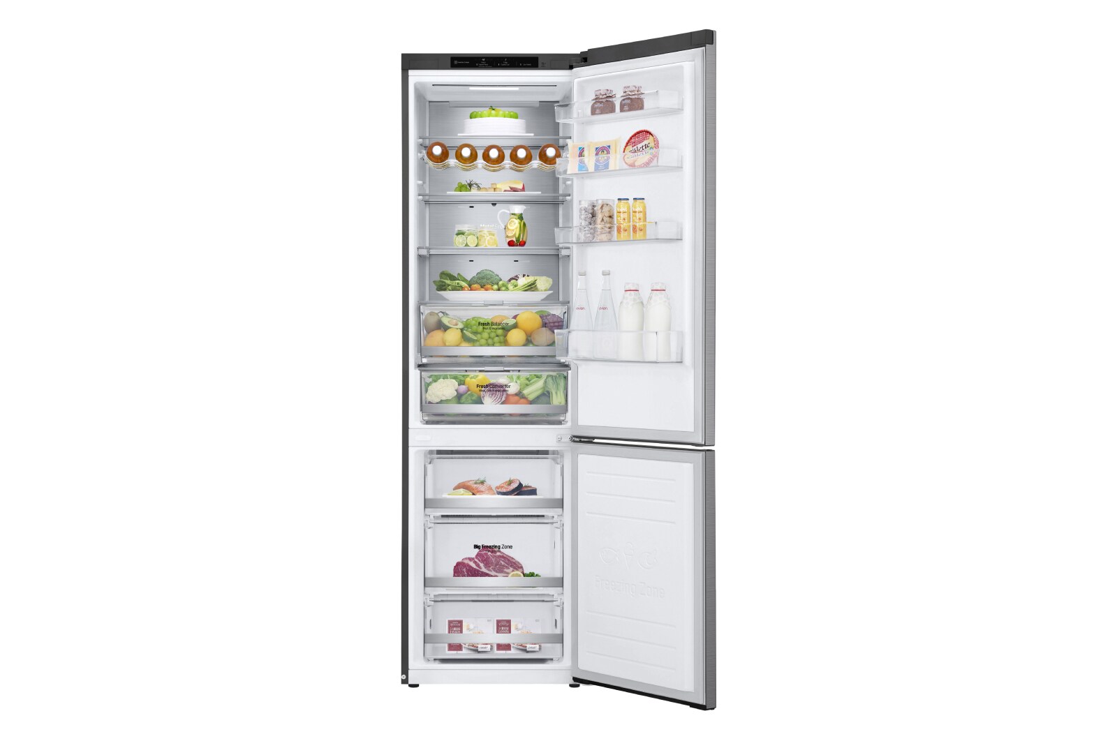 LG Réfrigérateur-congélateur | 384 litres de volume utile | Classe d'efficacité énergétique C | Steel | 203 cm de hauteur | Smart Inverter Compressor | GBB72PZECN1, GBB72PZECN1