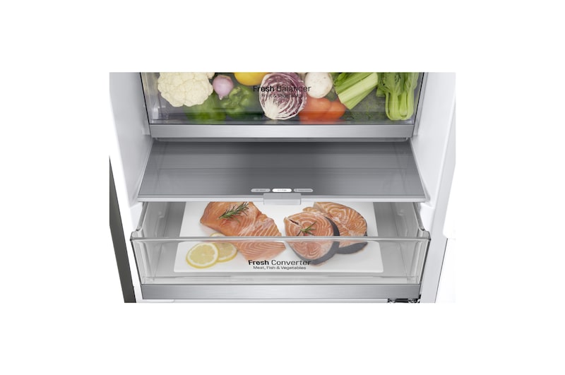 LG Réfrigérateur-congélateur | 384 litres de volume utile | Classe d'efficacité énergétique C | Steel | 203 cm de hauteur | Smart Inverter Compressor | GBB72PZECN1, GBB72PZECN1