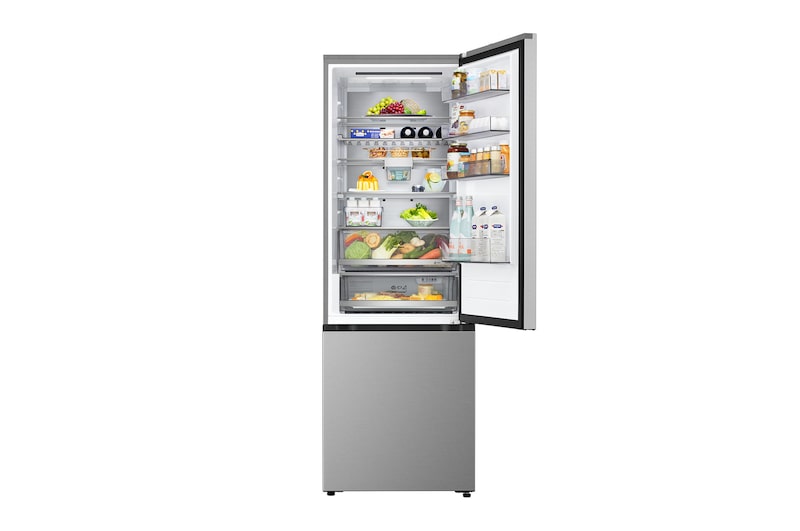 À gauche, de la viande avec température -3 °C affichée, au centre, du poisson frais avec température 0 °C et à droite, du fromage avec température 2 °C.