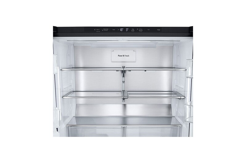 LG Side-by-Side avec InstaView® | Distributeur de glace, de glace pilée et d'eau | Capacité de 638 litres | Classe d'efficacité énergétique E | Raccordement fixe à l'eau | GMG960EVEE, GMG960EVEE