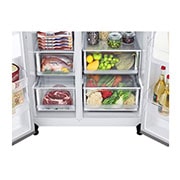 LG Side-by-Side avec réfrigération à air pulsé Multi-Airflow | Capacité 655 litres | Classe d'efficacité énergétique E | Express Freeze | Platinum Silver | GSBV70PZTE, GSBV70PZTE