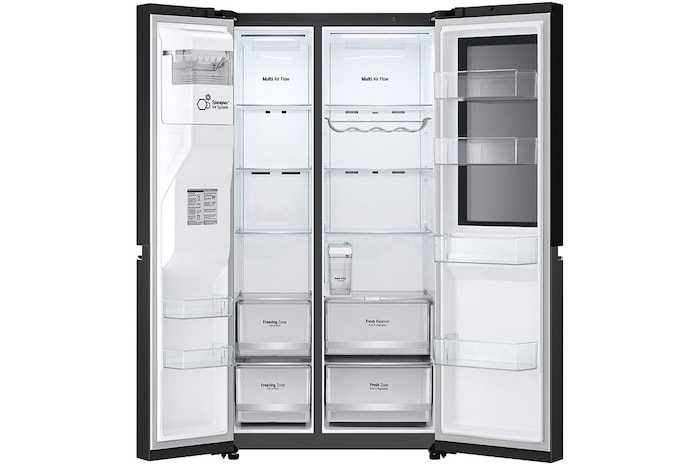 LG Side-by-Side avec InstaView® | Boules de glace Craft | Distributeur de glace, glace pilée et eau | Capacité de 635 litres | Classe d'efficacité énergétique E | Réservoir d'eau interne | Matte Black | GSGV81EPLL, GSGV81EPLL