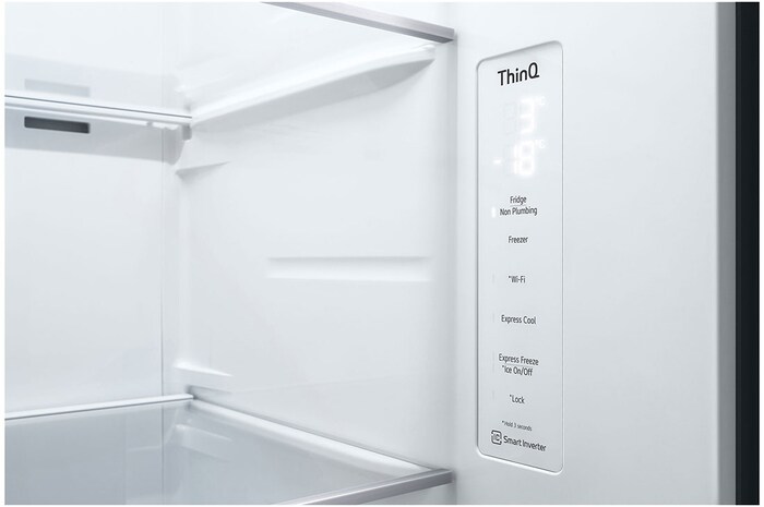 LG Side-by-Side avec InstaView® | Boules de glace Craft | Distributeur de glace, glace pilée et eau | Capacité de 635 litres | Classe d'efficacité énergétique E | Réservoir d'eau interne | Matte Black | GSGV81EPLL, GSGV81EPLL