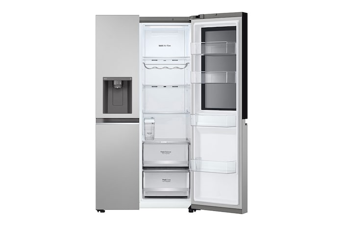 LG Side-by-Side avec InstaView® | Distributeur de glace, glace pilée et eau | Capacité 635 litres | EEK E | Réservoir d'eau interne | GSGV81PYLL, GSGV81PYLL