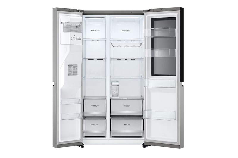 LG Side-by-Side avec InstaView® | Distributeur de glace, glace pilée et eau | Capacité 635 litres | EEK E | Réservoir d'eau interne | GSGV81PYLL, GSGV81PYLL