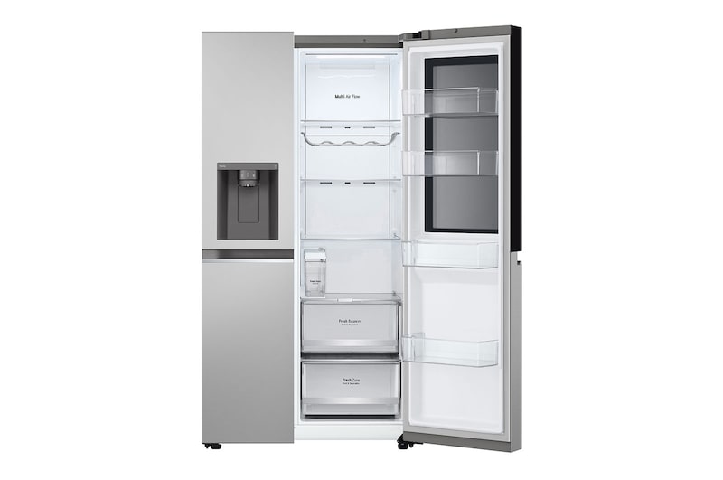 LG Side-by-Side avec InstaView® | Distributeur de glace, glace pilée et eau | Capacité 635 litres | EEK E | Réservoir d'eau interne | GSGV81PYLL, GSGV81PYLL