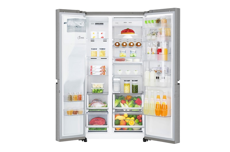 LG Side-by-Side avec Door-in-Door® | Distributeurs de glace, glace pilée et eau | Capacité de 625 litres | Classe d'efficacité énergétique E | réservoir d'eau | Acier | GSJ761PZEE, GSJ761PZEE
