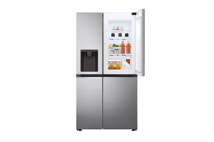 LG Side-by-Side avec Door-in-Door ® | Distributeur de glace, de glace pilée et d'eau | Capacité de 635 litres | Classe d'efficacité énergétique E | Réservoir d'eau interne | Platinum Silver | GSJV51PZTE, GSJV51PZTE