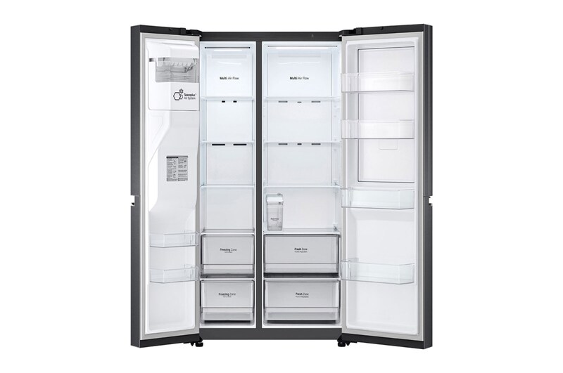 LG Side-by-Side avec Door-in-Door® | Distributeur de glace, glace pilée et eau | Capacité 635 litres | Réservoir d'eau interne 4L | Matte Black | GSJV71MCTE, GSJV71MCTE