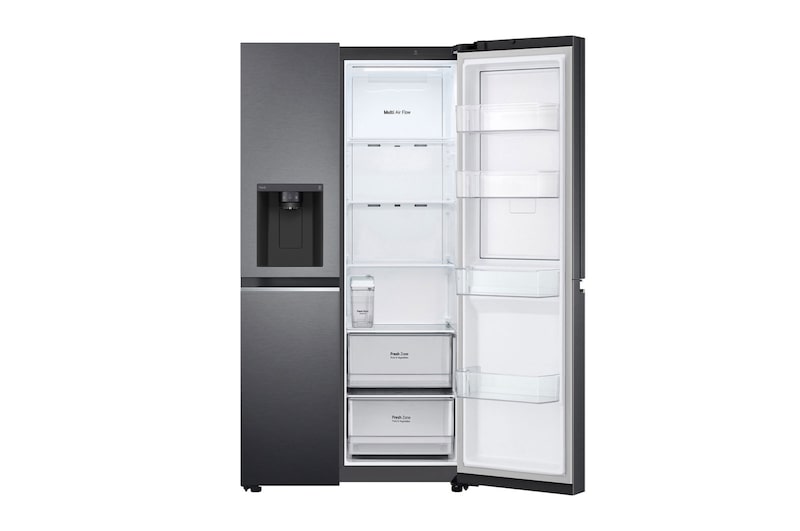 LG Side-by-Side avec Door-in-Door® | Distributeur de glace, glace pilée et eau | Capacité 635 litres | Réservoir d'eau interne 4L | Matte Black | GSJV71MCTE, GSJV71MCTE