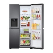 LG Side-by-Side avec Door-in-Door® | Distributeur de glace, glace pilée et eau | Capacité 635 litres | Réservoir d'eau interne 4L | Matte Black | GSJV71MCTE, GSJV71MCTE