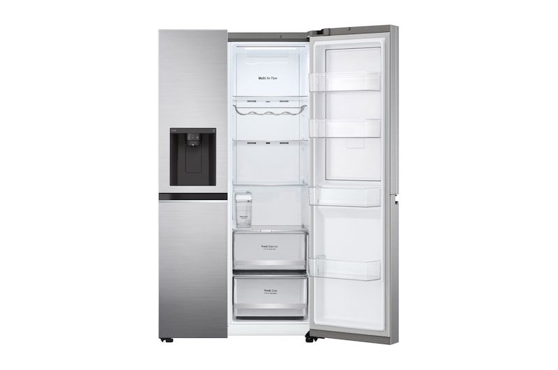 LG Side-by-Side avec Door-in-Door® | Distributeurs de glace, glace pilée et eau | Capacité de 635 litres | Classe d'efficacité énergétique E | Réservoir d'eau interne 4L | Platine Argent | GSJV71PZLE, GSJV71PZLE