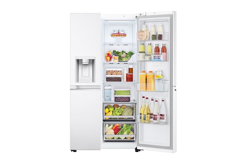 LG Side-by-Side avec Door-in-Door® | Distributeur de glace, glace pilée et eau | Capacité 635 litres | Classe d'efficacité énergétique E | Réservoir d'eau interne 4L | Super White | GSJV71SWTE, GSJV71SWTE