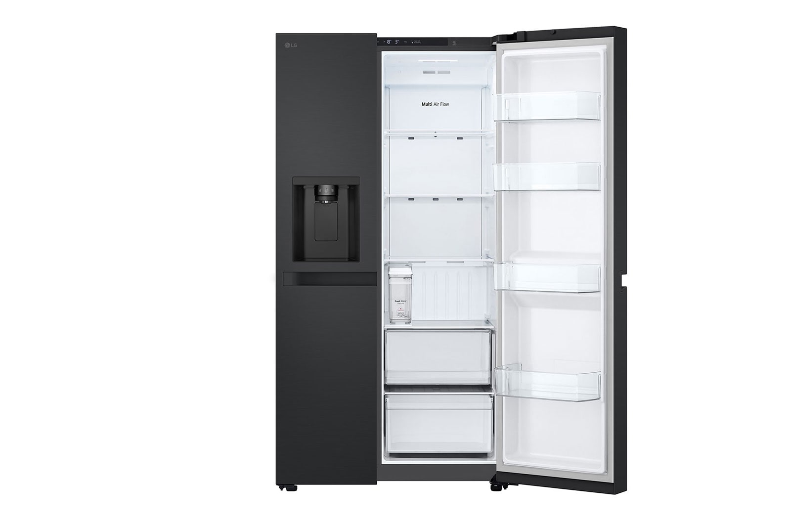 LG Side-by-Side avec distributeur de glace, glace pilée et eau | Capacité 641 litres | Classe d'efficacité énergétique E | Réservoir d'eau interne 4L | Essence Matte Black | GSLC41EPPE, GSLC41EPPE