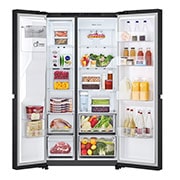 LG Side-by-Side avec distributeur de glace, glace pilée et eau | Capacité 641 litres | Classe d'efficacité énergétique E | Réservoir d'eau interne 4L | Essence Matte Black | GSLC41EPPE, GSLC41EPPE