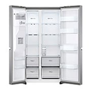LG Side-by-Side avec distributeur de glaçons, de glace pilée et d'eau | Capacité de 635 litres | Réservoir d'eau interne 4L | Platine Argent | GSLV71PZTE, GSLV71PZTE