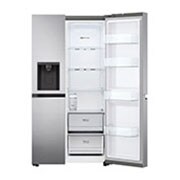 LG Side-by-Side avec distributeur de glaçons, de glace pilée et d'eau | Capacité de 635 litres | Réservoir d'eau interne 4L | Platine Argent | GSLV71PZTE, GSLV71PZTE