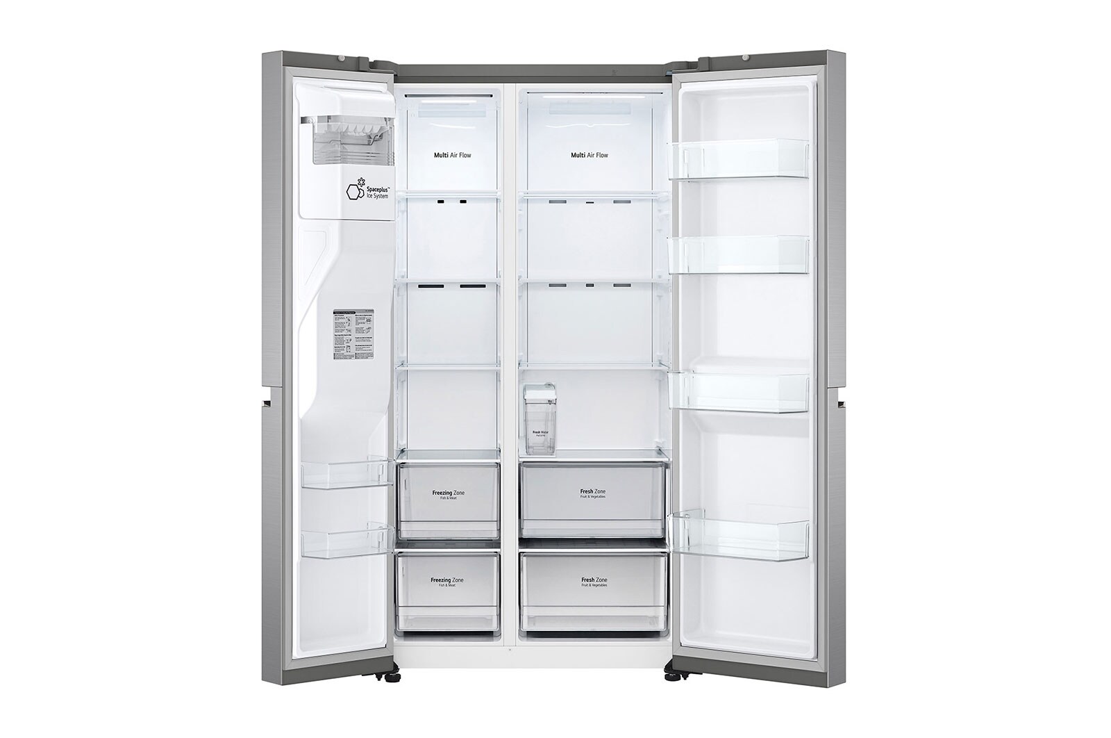 LG Side-by-Side avec distributeur de glaçons, de glace pilée et d'eau | Capacité de 635 litres | Réservoir d'eau interne 4L | Platine Argent | GSLV71PZTE, GSLV71PZTE