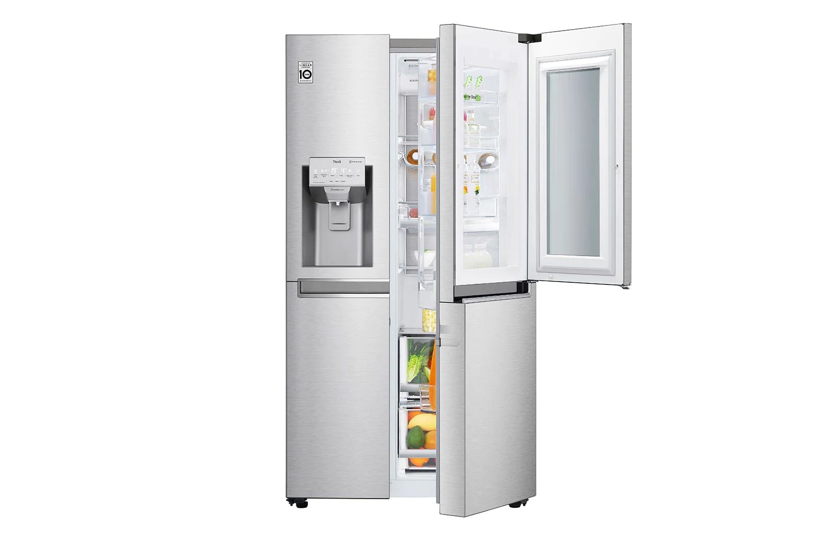 LG Côte à côte avec InstaView Door-in-Door™ | Capacité de 601 litres | Distributeurs de glace, de glace pilée et d'eau | Alimentation en eau fixe | Total sans gel | DoorCooling+™ | ThinQ®, GSX960NECE