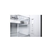 LG Side-by-Side avec InstaView Door-in-Door® | Distributeurs de glace, glace pilée et eau | Capacité de 635 litres | Classe d'efficacité énergétique E | Raccordement fixe à l'eau | acier brossé | GSXV90BSAE, GSXV90BSAE