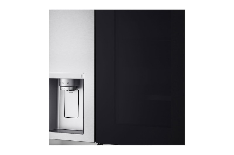 LG Side-by-Side avec InstaView Door-in-Door® | Distributeurs de glace, glace pilée et eau | Capacité de 635 litres | Classe d'efficacité énergétique E | Raccordement fixe à l'eau | acier brossé | GSXV90BSAE, GSXV90BSAE