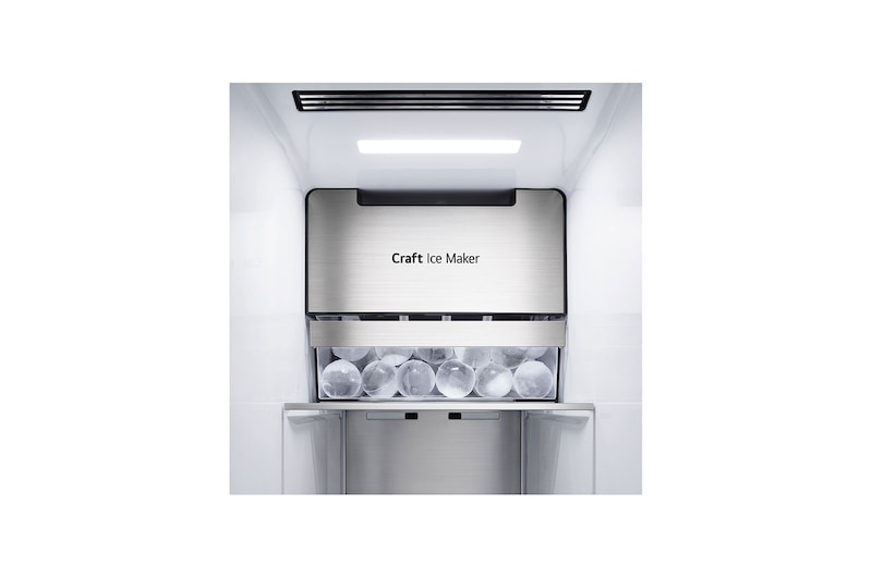 LG Side-by-Side avec InstaView Door-in-Door® | Boules de glace Craft | Distributeur de glace, glace pilée et eau | Capacité de 635 litres | Classe d'efficacité énergétique E | Raccordement fixe à l'eau | Brushed Steel | GSXV90BSDE, GSXV90BSDE