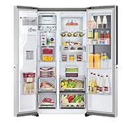 LG Side-by-Side avec InstaView Door-in-Door® | Boules de glace Craft | Distributeur de glace, glace pilée et eau | Capacité de 635 litres | Classe d'efficacité énergétique E | Raccordement fixe à l'eau | Brushed Steel | GSXV90BSDE, GSXV90BSDE