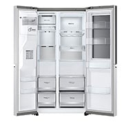 LG Side-by-Side avec InstaView Door-in-Door® | Boules de glace Craft | Distributeur de glace, glace pilée et eau | Capacité de 635 litres | Classe d'efficacité énergétique E | Raccordement fixe à l'eau | Brushed Steel | GSXV90BSDE, GSXV90BSDE