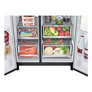 LG Side-by-Side avec InstaView Door-in-Door® | Distributeur de glace, de glace pilée et d'eau | Capacité de 635 litres | Classe d'efficacité énergétique E | Raccordement fixe à l'eau | Matte Black Steel | GSXV90MCAE, GSXV90MCAE