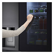 LG Side-by-Side avec InstaView Door-in-Door® | Distributeur de glace, de glace pilée et d'eau | Capacité de 635 litres | Classe d'efficacité énergétique E | Raccordement fixe à l'eau | Matte Black Steel | GSXV90MCAE, GSXV90MCAE