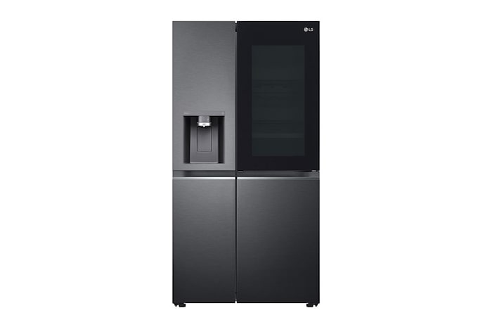 LG Side-by-Side avec InstaView Door-in-Door® | Distributeur de glace, de glace pilée et d'eau | Capacité de 635 litres | Classe d'efficacité énergétique E | Raccordement fixe à l'eau | Matte Black Steel | GSXV90MCDE, GSXV90MCDE
