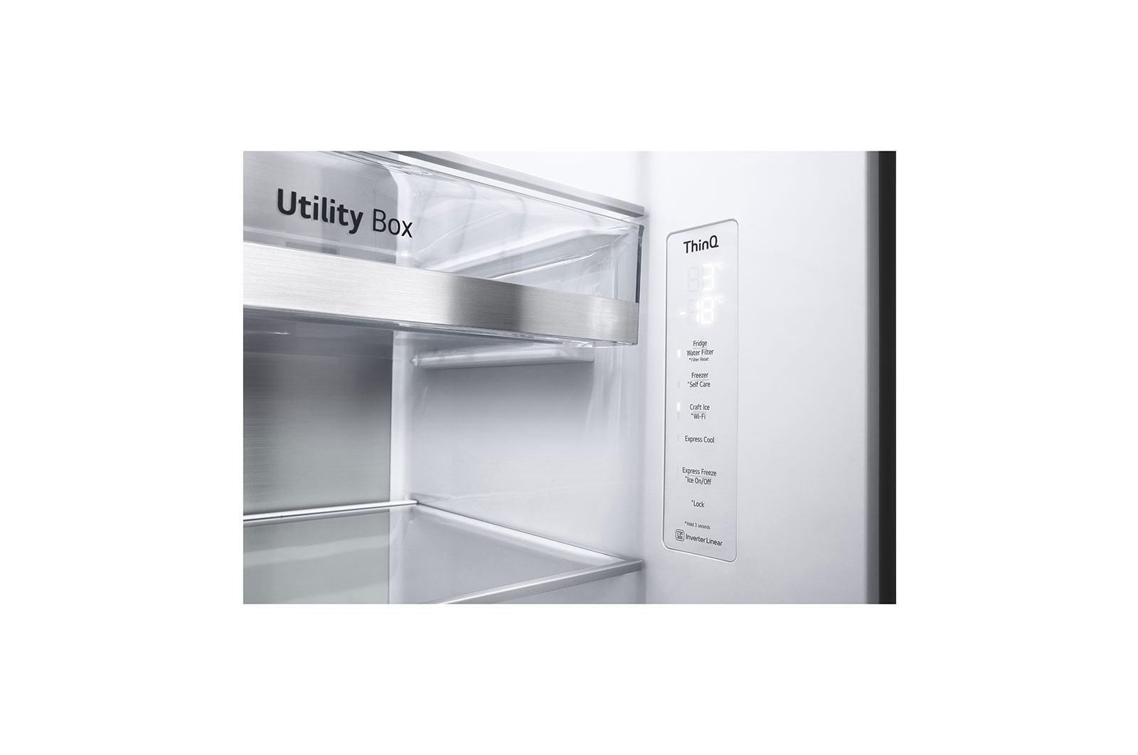 LG Side-by-Side avec InstaView Door-in-Door® | Distributeur de glace, de glace pilée et d'eau | Capacité de 635 litres | Classe d'efficacité énergétique E | Raccordement fixe à l'eau | Matte Black Steel | GSXV90MCDE, GSXV90MCDE