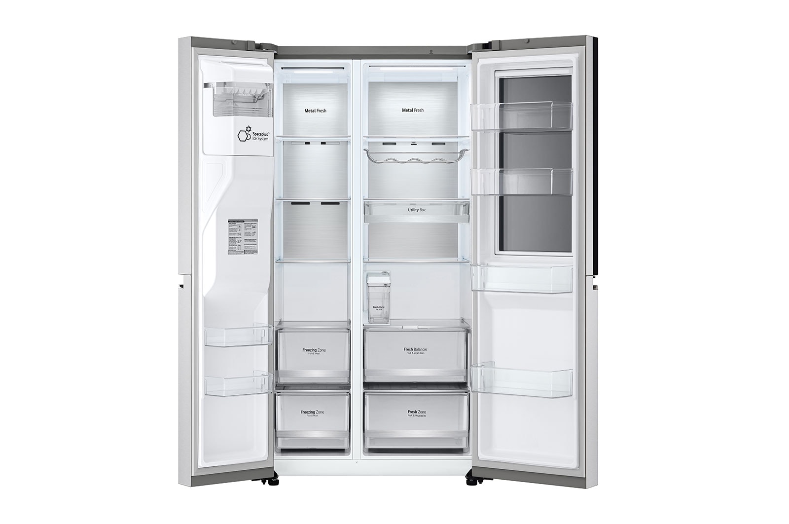 LG Side-by-Side avec InstaView Door-in-Door® | Distributeurs de glace, glace pilée et eau | Capacité de 635 litres | Classe d'efficacité énergétique E | Réservoir d'eau interne 4L | acier brossé | GSXV91BSAE, GSXV91BSAE