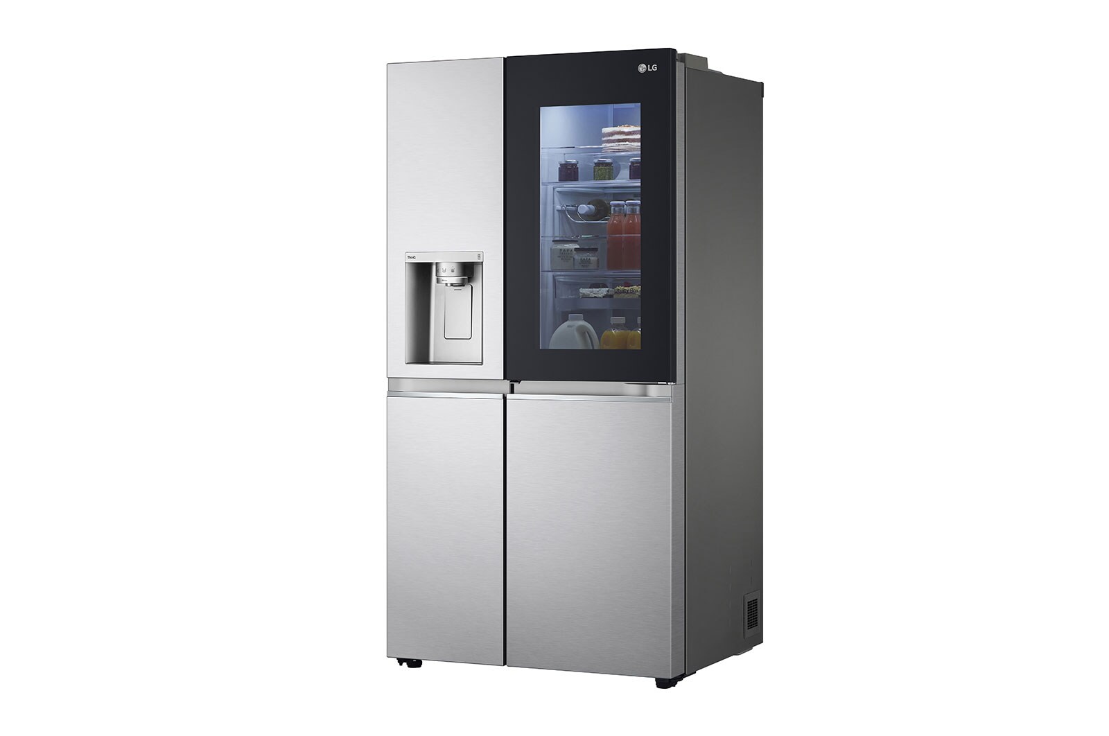 LG Side-by-Side avec InstaView Door-in-Door® | Distributeurs de glace, glace pilée et eau | Capacité de 635 litres | Classe d'efficacité énergétique E | Réservoir d'eau interne 4L | acier brossé | GSXV91BSAE, GSXV91BSAE