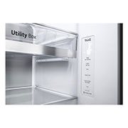 LG Side-by-Side avec InstaView Door-in-Door® | Distributeurs de glace, glace pilée et eau | Capacité de 635 litres | Classe d'efficacité énergétique E | Réservoir d'eau interne 4L | acier brossé | GSXV91BSAE, GSXV91BSAE