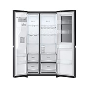 LG Side-by-Side avec InstaView Door-in-Door® | Distributeur de glace, glace pilée et eau | Capacité 635 litres | Classe d'efficacité énergétique E | Réservoir d'eau interne 4L | Matte Black | GSXV91MCLE, GSXV91MCLE