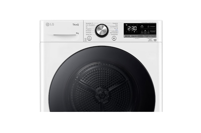 LG Sèche-linge avec technologie de pompe à chaleur Dual Inverter & porte vitrée de sécurité | Condenseur autonettoyant automatique | Capacité de 8 kg | Fonction Wi-Fi | Classe d'efficacité énergétique A+++ | RT80V9W, RT80V9W
