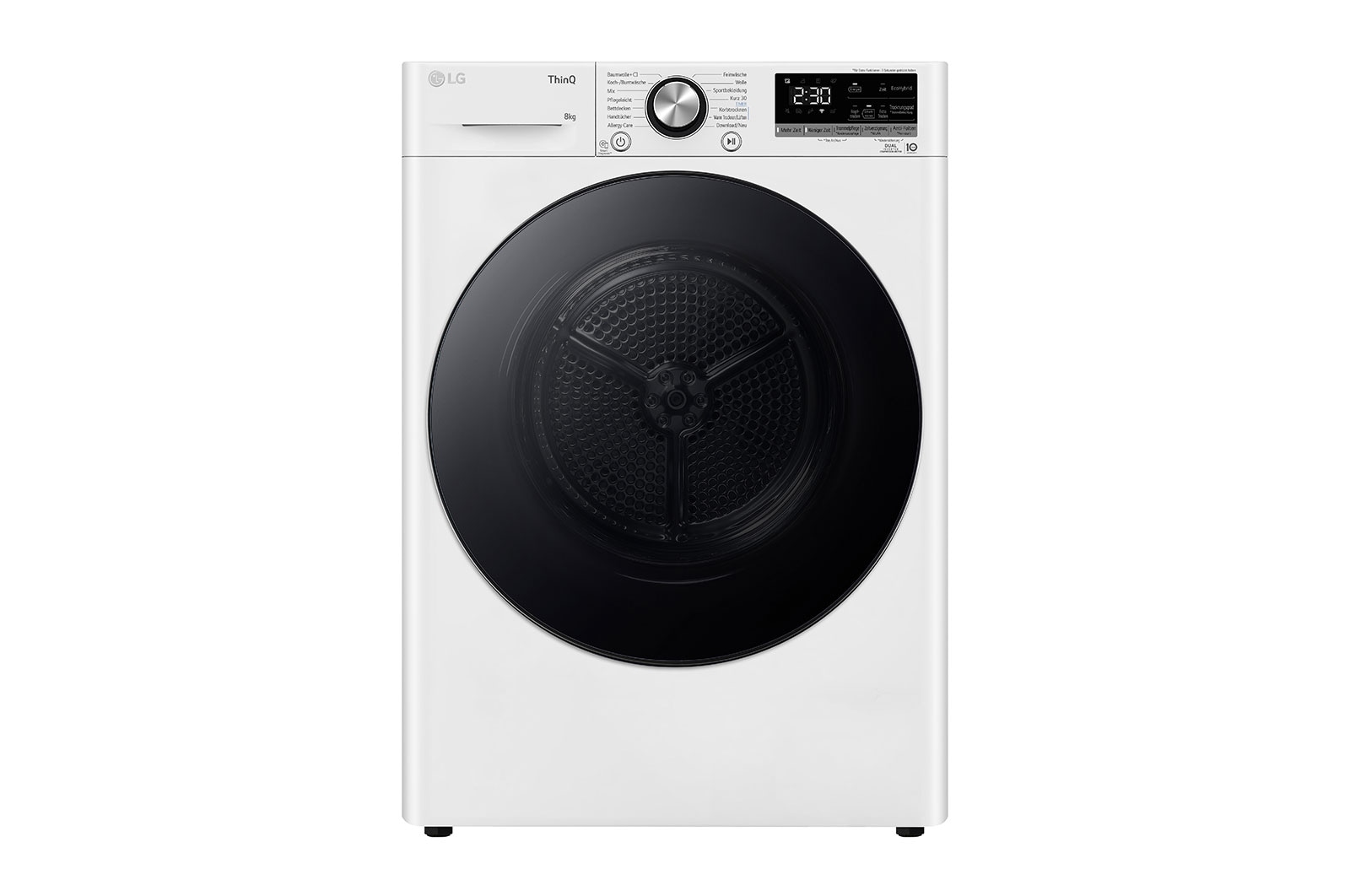 LG Sèche-linge avec technologie de pompe à chaleur Dual Inverter & porte vitrée de sécurité | Condenseur autonettoyant automatique | Capacité de 8 kg | Fonction Wi-Fi | Classe d'efficacité énergétique A+++ | RT80V9W, RT80V9W