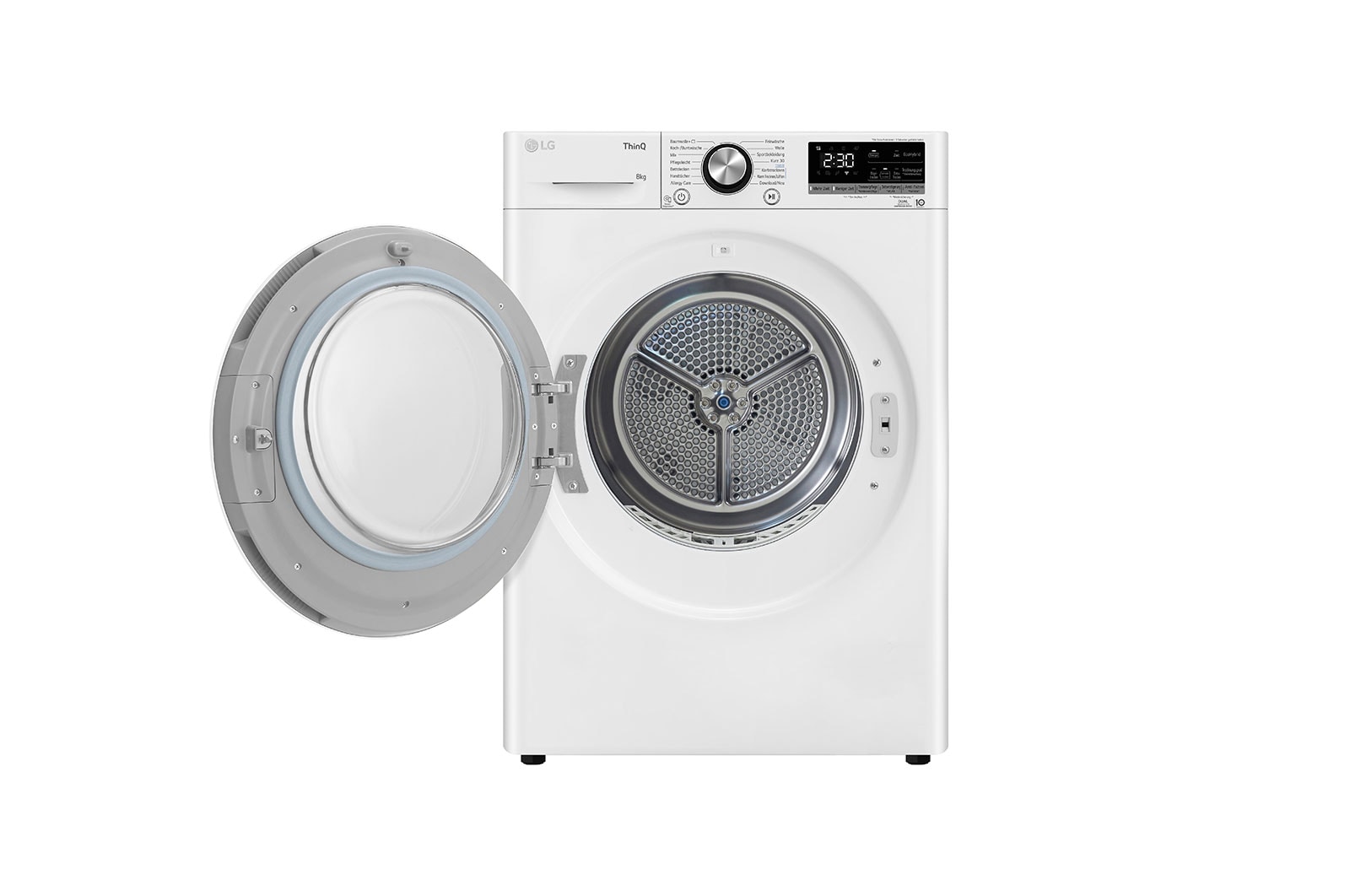 LG Sèche-linge avec technologie de pompe à chaleur Dual Inverter & porte vitrée de sécurité | Condenseur autonettoyant automatique | Capacité de 8 kg | Fonction Wi-Fi | Classe d'efficacité énergétique A+++ | RT80V9W, RT80V9W