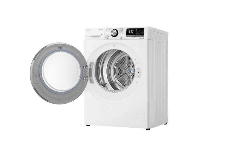 LG Sèche-linge avec technologie de pompe à chaleur Dual Inverter & porte vitrée de sécurité | Condenseur autonettoyant automatique | Capacité de 8 kg | Fonction Wi-Fi | Classe d'efficacité énergétique A+++ | RT80V9W, RT80V9W